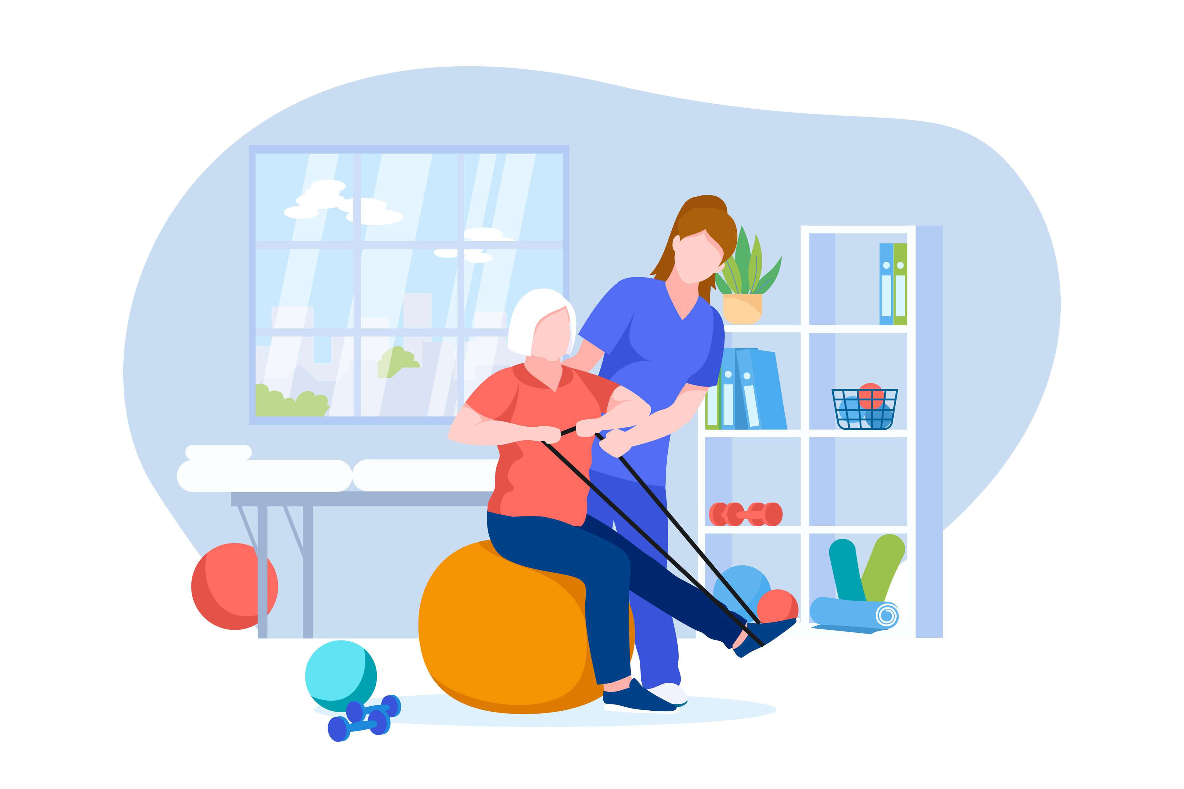 Graphic illustration of chiropractor working with patient
